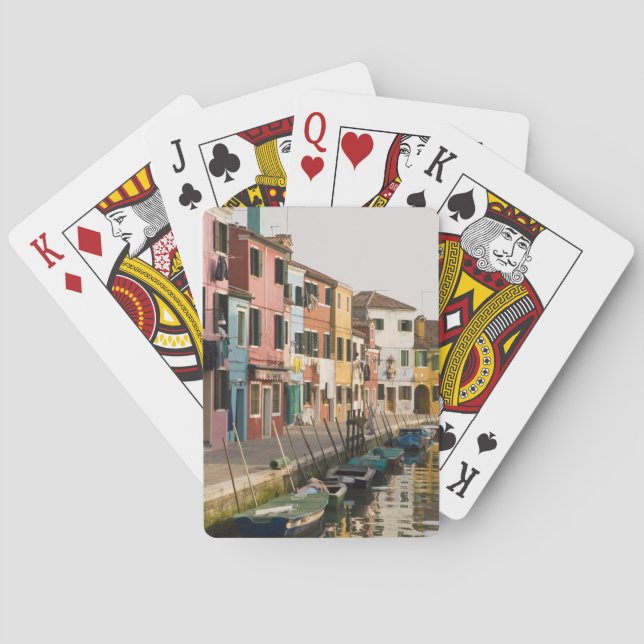 Italy, Burano. Colourful houses of line a Playing Cards (Back)