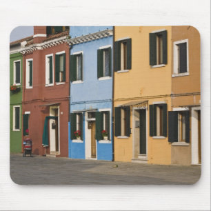 Italy, Burano. Colourful row of homes and empty Mouse Pad
