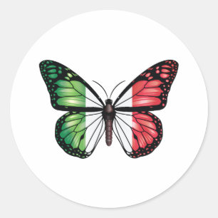 Italy butterfly monarch flag classic round sticker
