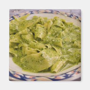 Italy, Camogli. Plate of pasta with pesto Magnet