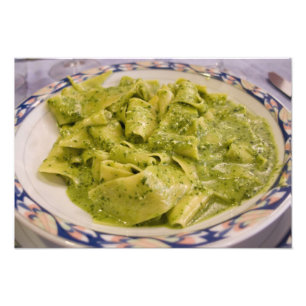 Italy, Camogli. Plate of pasta with pesto Photo Print