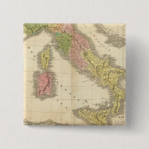 Italy Chonology Atlas Map 15 Cm Square Badge