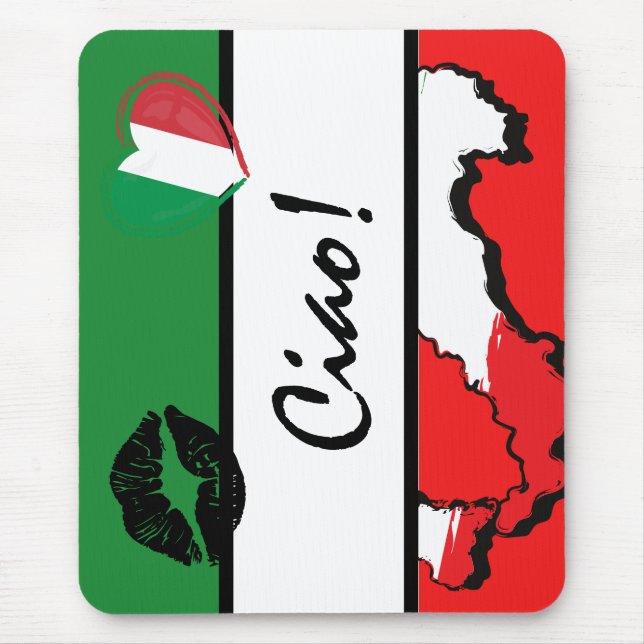 Italy Ciao Italian Heart Kiss Mouse Pad (Front)