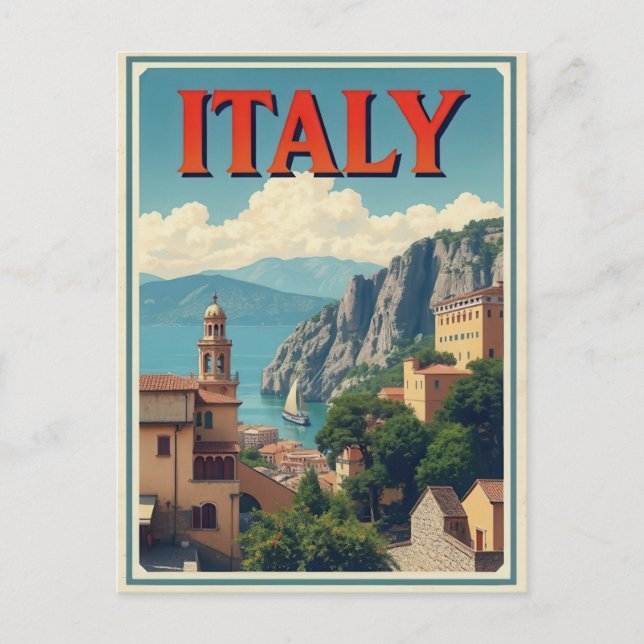 Italy Cinque Terre Italian Coast Vintage Travel Postcard (Front)