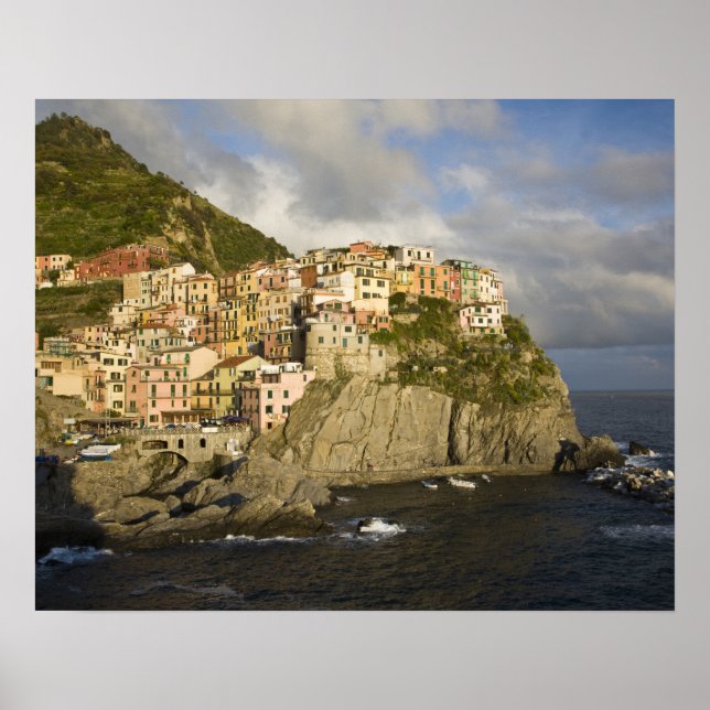Italy, Cinque Terre, Manarola. Village on cliff. Poster (Front)