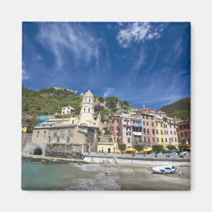 Italy, Cinque Terre, Vernazza, Harbour and Church Magnet