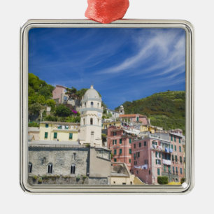 Italy, Cinque Terre, Vernazza, Harbour and Church Metal Ornament