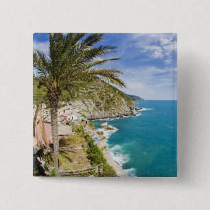 Italy, Cinque Terre, Vernazza, Hillside Town of 15 Cm Square Badge