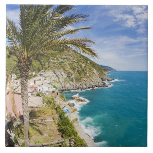 Italy, Cinque Terre, Vernazza, Hillside Town of Tile