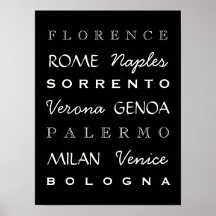 Italy Cities Typography Poster