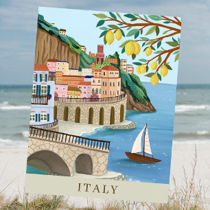 Italy Coast Holiday Travel Art Keepsake  Postcard
