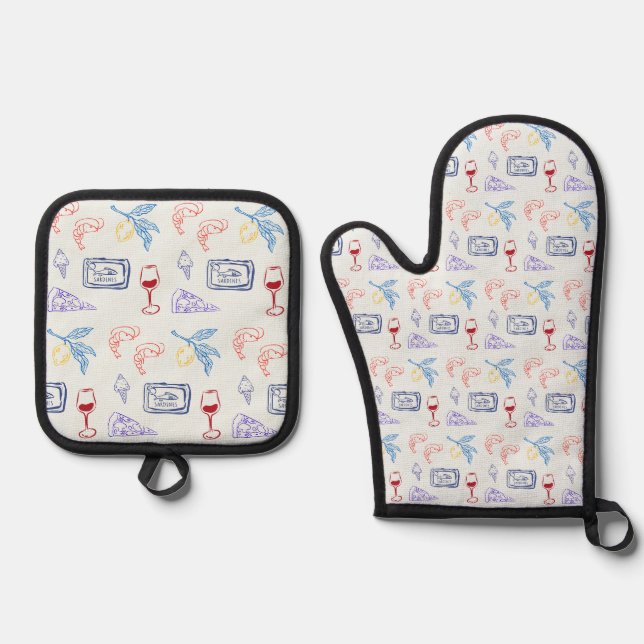  Italy Coastal Food Oven Mitt & Pot Holder Set (Front)