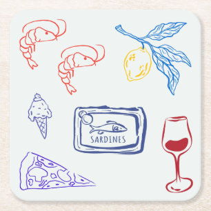Italy Coastal Food Square Paper Coaster