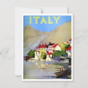Italy Coastal Village Scene Vintage Inspired Postcard