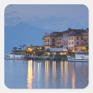 Italy, Como Province, Bellagio. Town view, Square Sticker