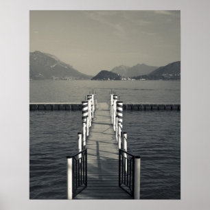 Italy, Como Province, Tremezzo. Lake pier. Poster