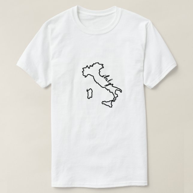 Italy Country Outline with Italy Script Modern T-Shirt (Design Front)