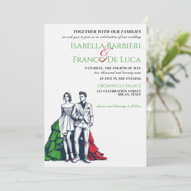 Italy Couple Wedding Invitation (Standing Front)
