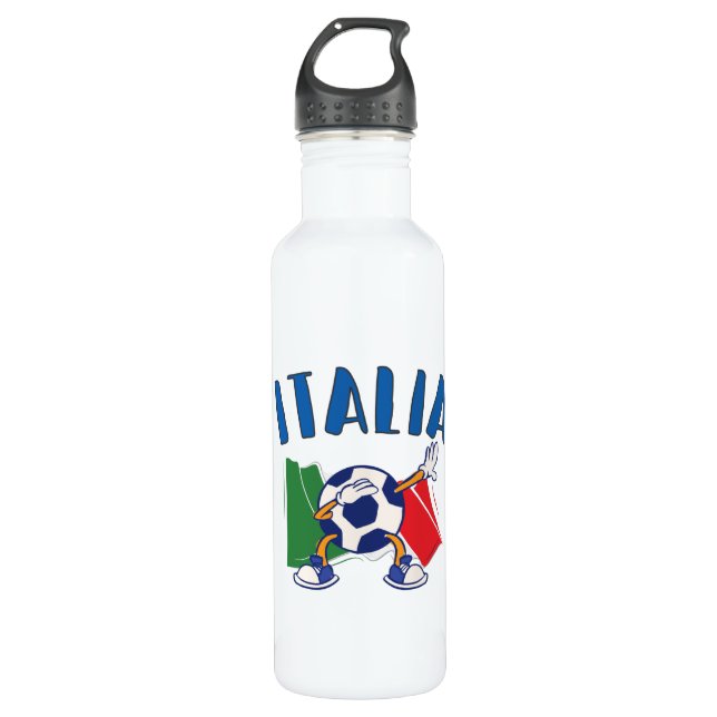 Italy Dabbing Soccer Ball Flag 710 Ml Water Bottle (Front)