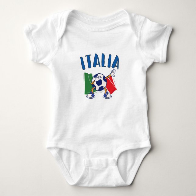 Italy Dabbing Soccer Ball Flag Baby Bodysuit (Front)
