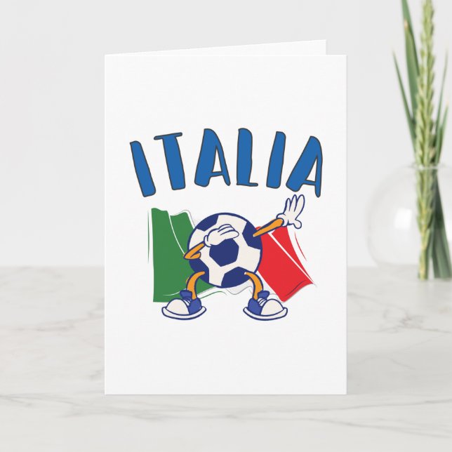 Italy Dabbing Soccer Ball Flag Card (Front)