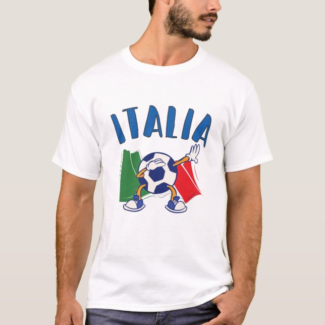 Italy Dabbing Soccer Ball Flag T-Shirt (Front)