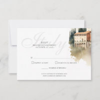 Italy Destination Wedding Watercolor RSVP Card