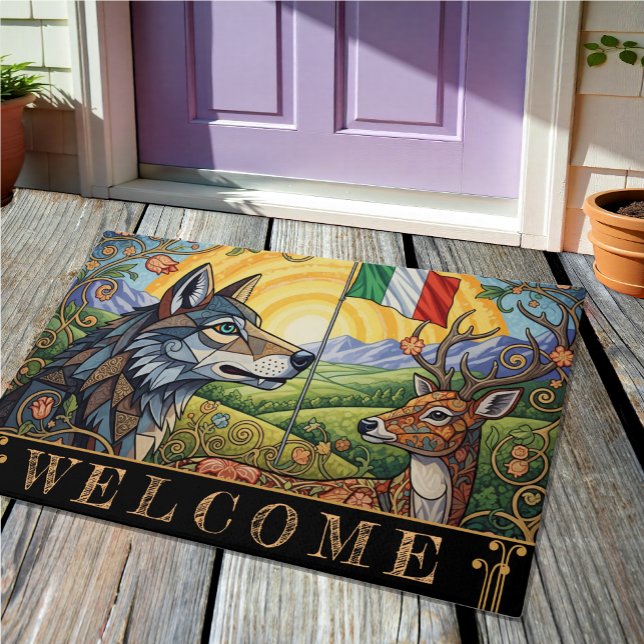 Italy doormat, flag, wolf and deer modern Art Doormat (Creator Uploaded)