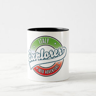 Italy explorer into adventure logo. Two-Tone coffee mug