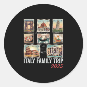 Italy Family Trip 2025 Vintage Postage Stamp Pisa Classic Round Sticker