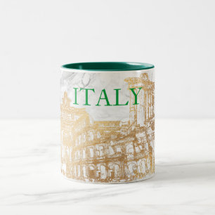 ITALY, FAUX GOLD+MARBLE TRAVEL SOUVENIRS Two-Tone COFFEE MUG