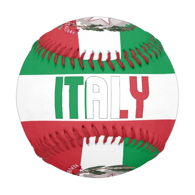 Italy Flag and Coat of Arms Patriotic Baseball (Front)