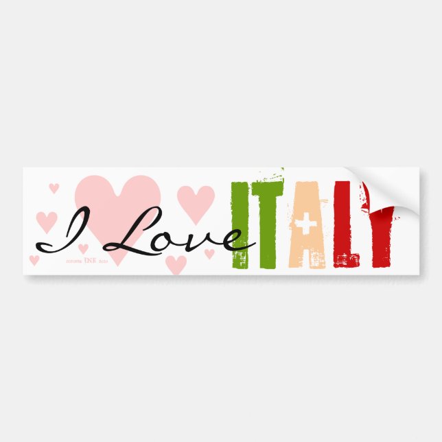 Italy Flag and Italian Pride Colours Bumper Sticker (Front)