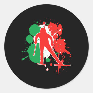 Italy Flag Biathlonist - Italian Biathlon 1 Classic Round Sticker