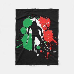 Italy Flag Biathlonist - Italian Biathlon Fleece Blanket