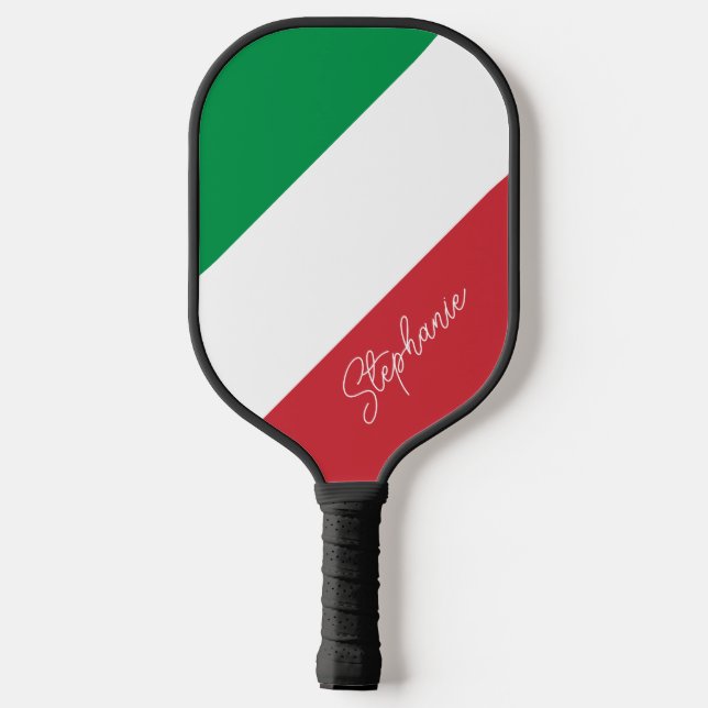 Italy Flag Colour Stripes Personalised Pickleball Paddle (Back)