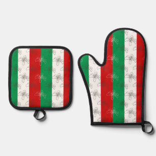 Italy Flag Colours with Lilies Oven Mitt & Pot Holder Set