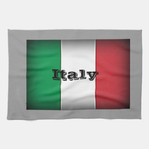 Italy Flag Dark Edge Tea Towel