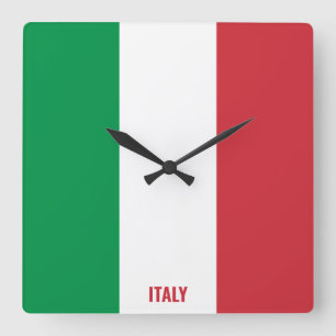 Italy Flag Dazzling Patriotic Square Wall Clock