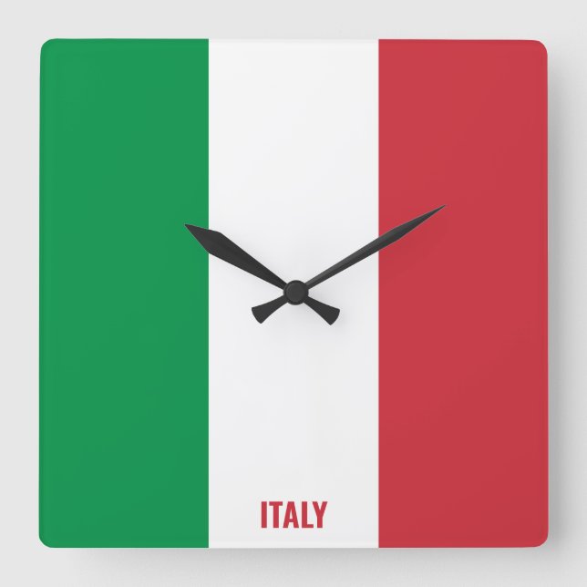 Italy Flag Dazzling Patriotic Square Wall Clock (Front)