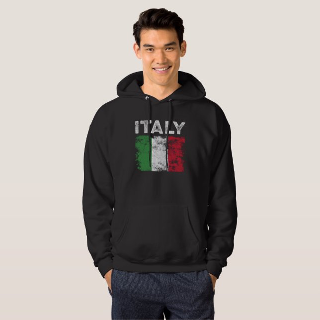 Italy Flag Distressed - Italian Flag Hoodie (Front Full)