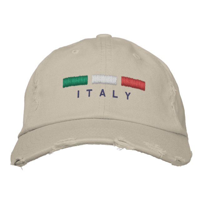 Italy Flag Embroidery Embroidered Hat (Front)