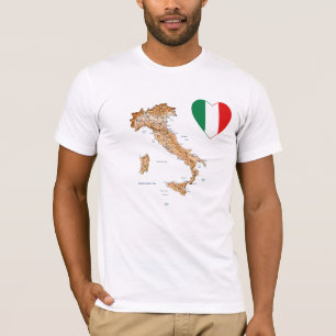 Italy Flag Heart and Map T-Shirt