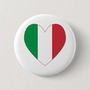 Italy Flag Heart Red Border 6 Cm Round Badge