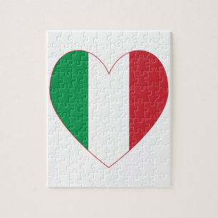 Italy Flag Heart Red Border Jigsaw Puzzle