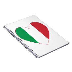 Italy Flag Heart Red Border Notebook