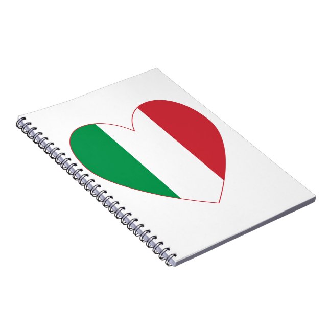 Italy Flag Heart Red Border Notebook (Right Side)
