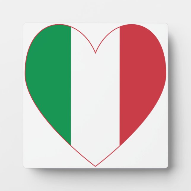Italy Flag Heart Red Border Plaque (Front)
