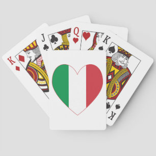 Italy Flag Heart Red Border Playing Cards