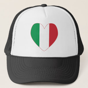 Italy Flag Heart Red Border Trucker Hat